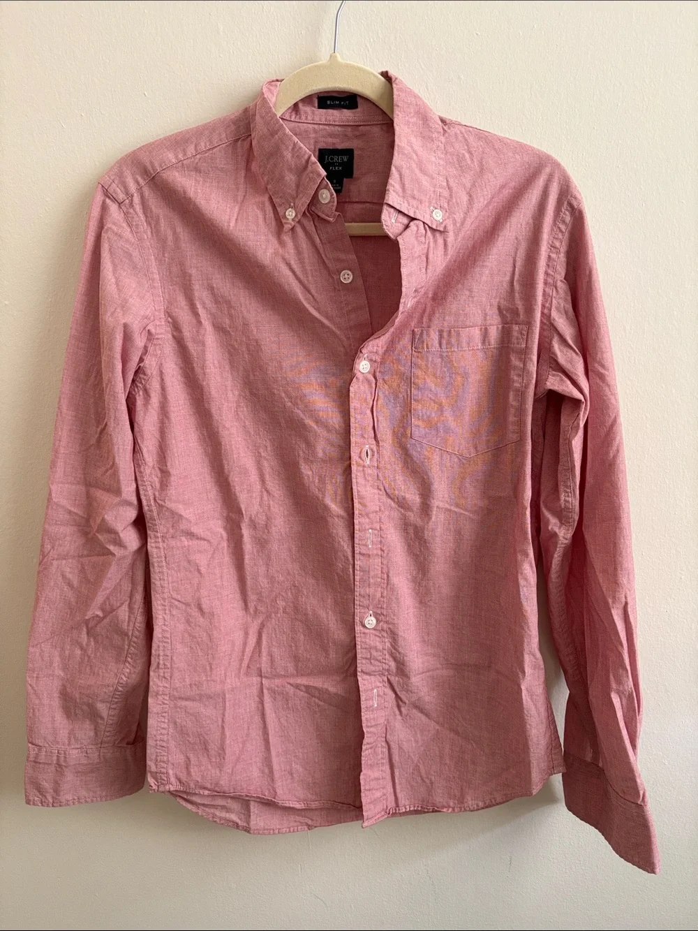 J. Crew Men’s Long-Sleeve Button-Down Shirt in Pink, S